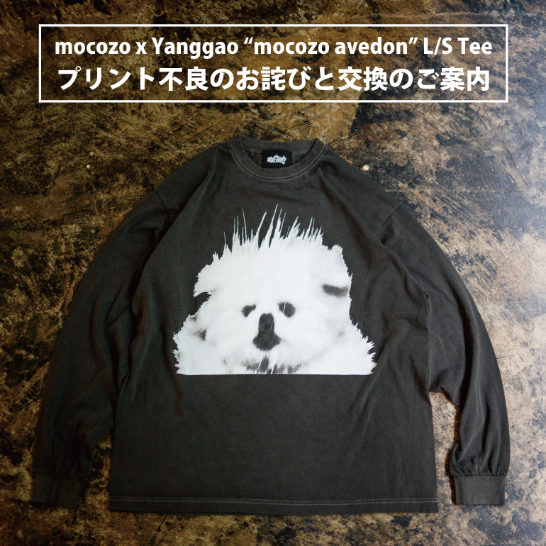 モコゾウ ヤンガオ ロンT Sサイズ mocozo mocozo x Yanggao “mocozo avedon” L/S Tee プリント不良のお詫びと