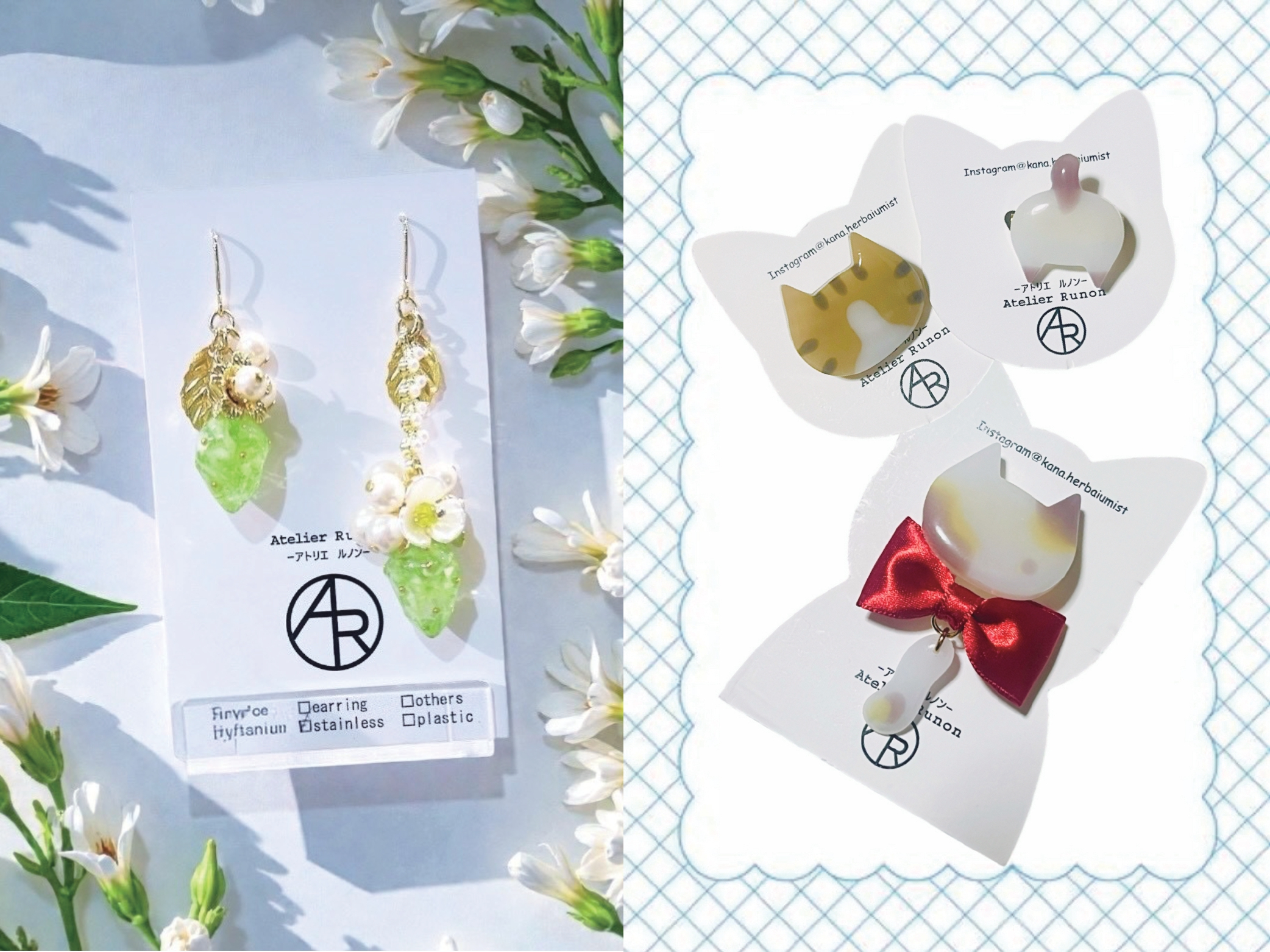 4F 催事】『Atelier Runon』 本物のお花アクセサリーと猫ブローチ