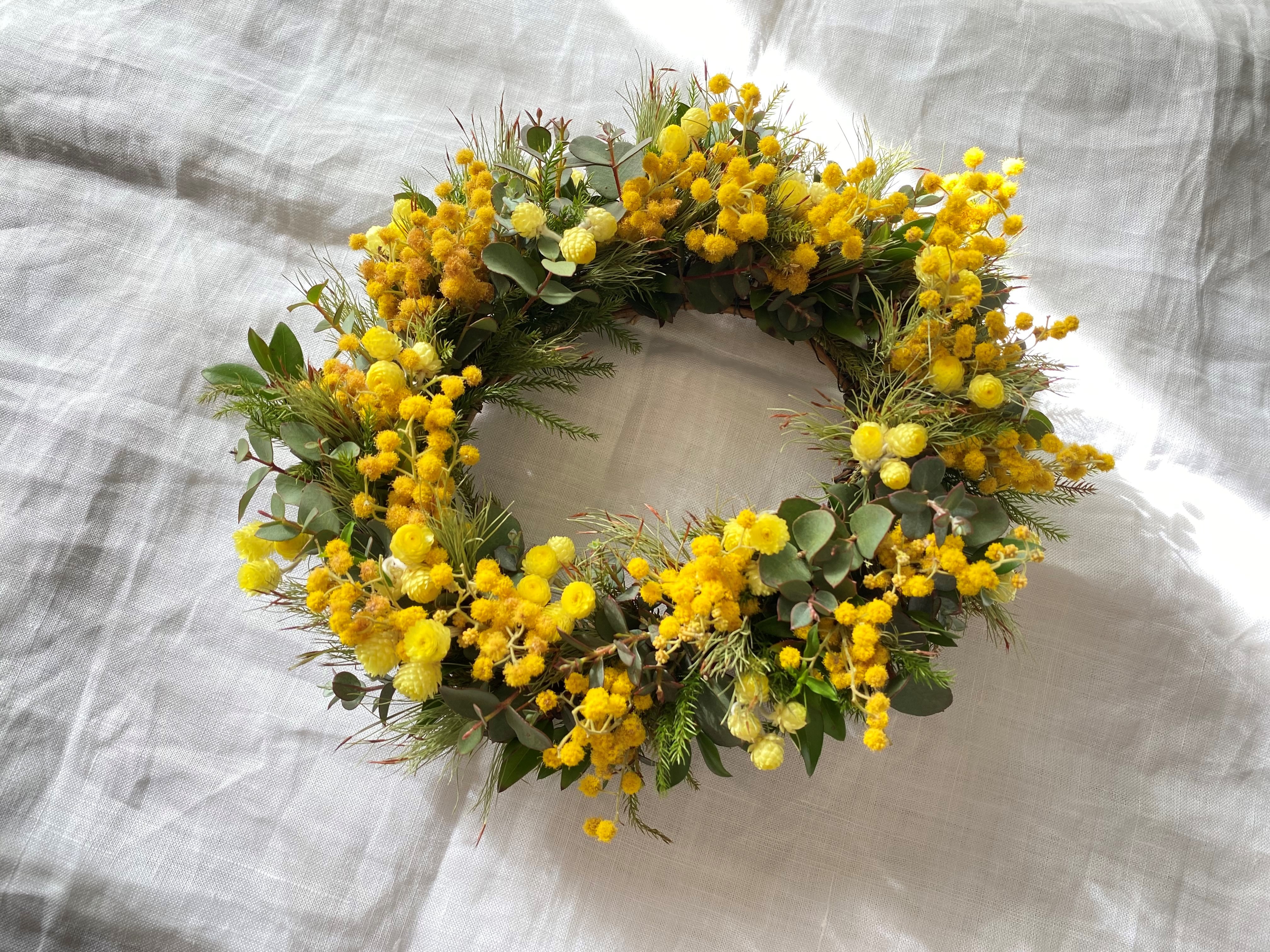 かわきばな®のミモザリース ワークショップ ～季節の草花に寄り添い 