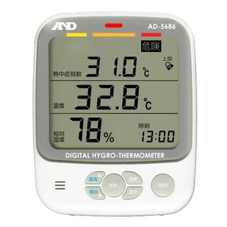 湿度と暑さ指数を測る　環境温湿度計・熱中症指数計　熱中症指数モニター AD-5686　エー・アンド・デイ