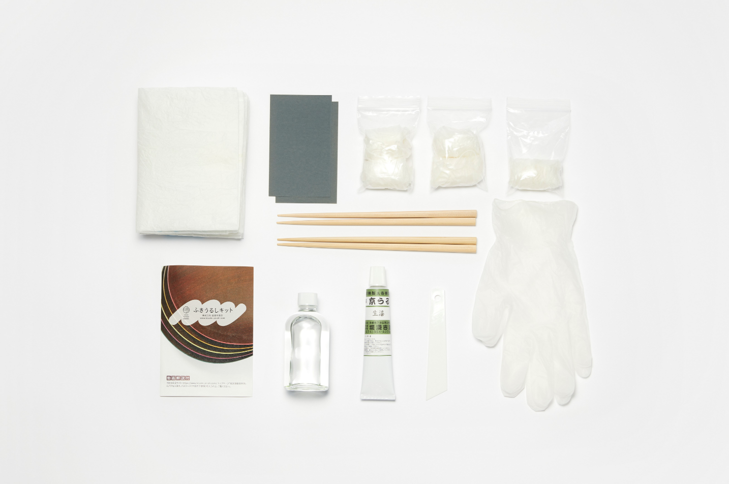 ふきうるしキットお箸木地2膳＋お椀木地2客セット（動画解説付）　堤淺吉漆店