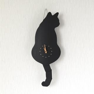 藤井啓太郎　猫時計　黒　壁時計