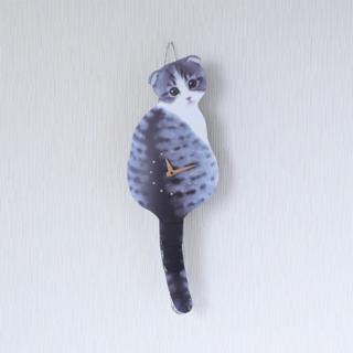 藤井啓太郎　猫時計　子猫(スコティッシュフォールド)　壁時計
