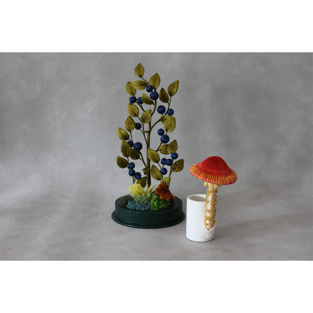 【PieniSieni】16_タマゴタケハットピン・持ち手無しガラスドーム中