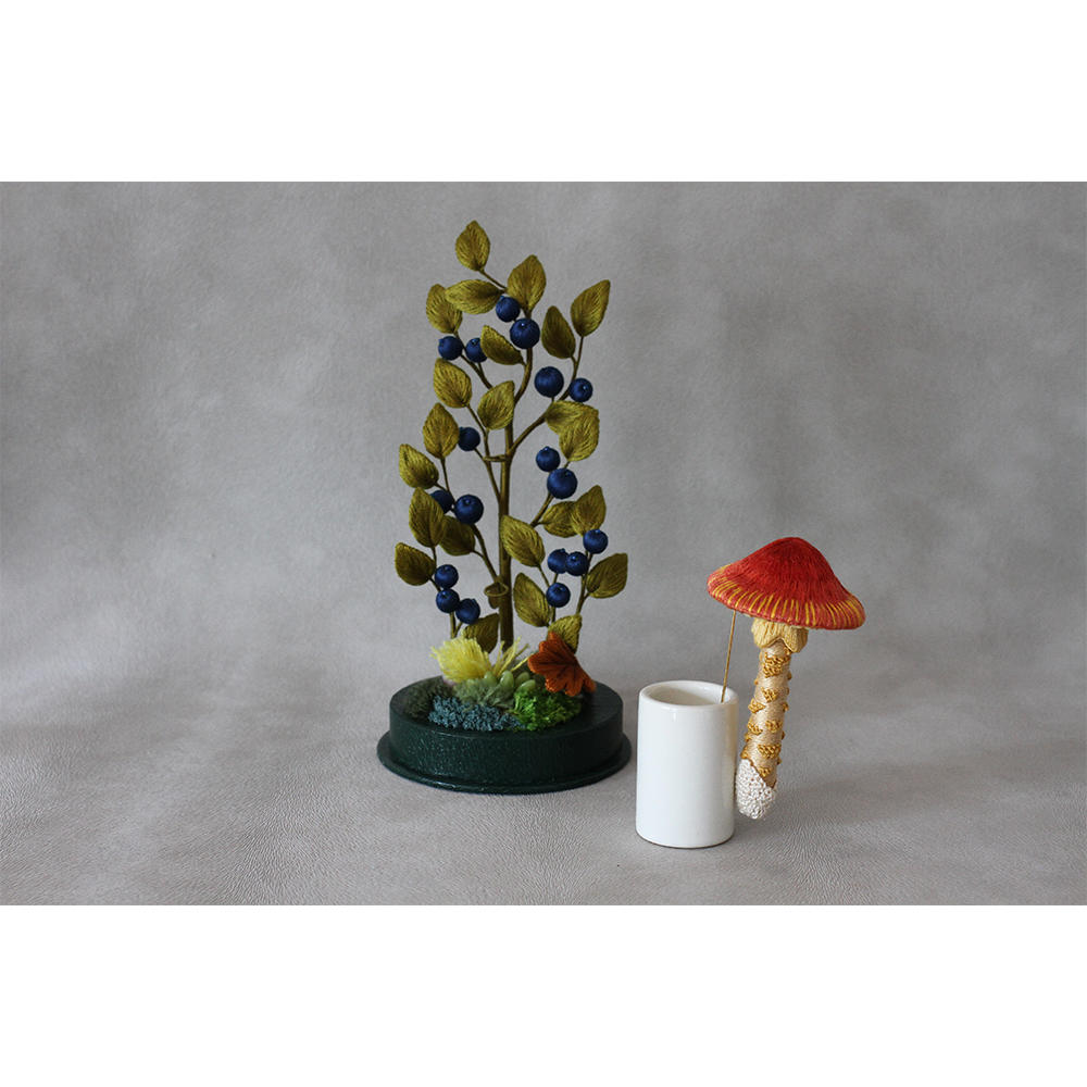 【PieniSieni】16_タマゴタケハットピン・持ち手無しガラスドーム中