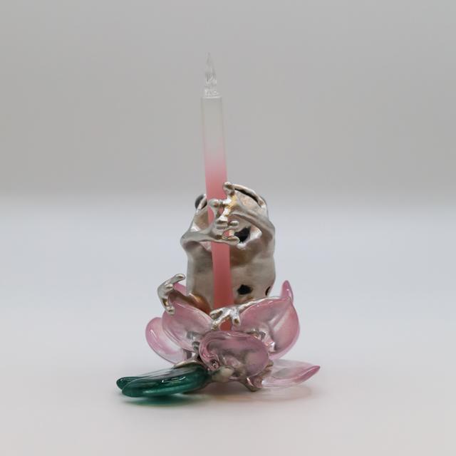 蓮花の蛙　Glass Studio TooS×細見博子コラボ作品
