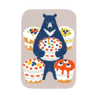 【祖敷大輔・受注生産／6月上旬頃発送予定】ジークレープリント（シートのみ）「ケーキを並べるクマ」