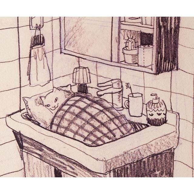 黒山キャシーラム／デジタルプリント】Sleep in the Sink 2022 Cat 