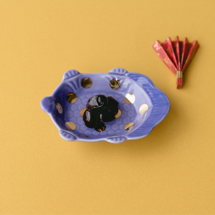 【amabro】九谷ミニ皿/MAME  瑠璃釉亀形皿