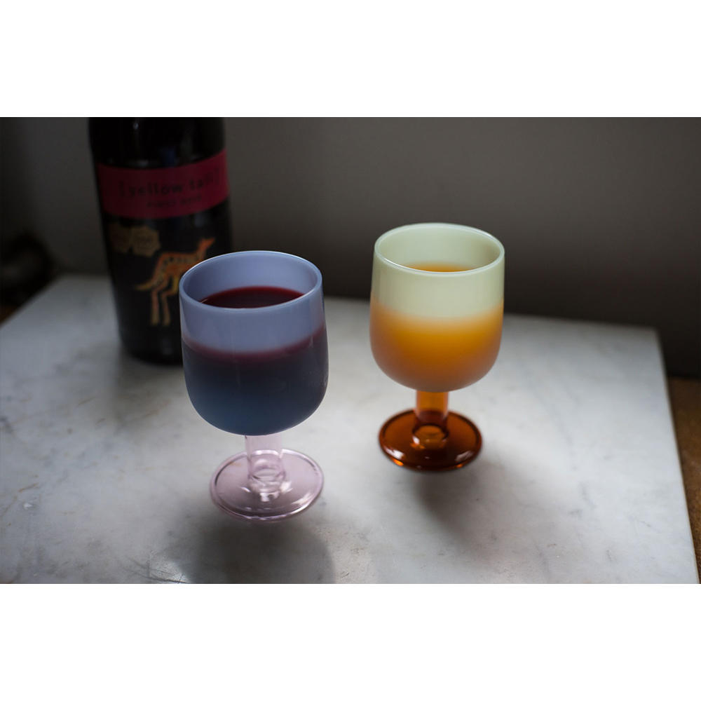 【amabro】ワイングラス ブルー＆ピンク　