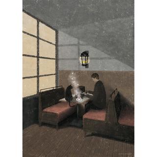 【日下明　受注作品：2025年1月上旬ご配送予定】Giclee Print『いつかあの窓際で』木製パネル加工(小)