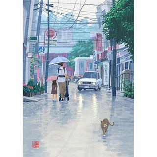 【小川真二郎  サイン入りGiclee Print  受注生産：11月下旬頃ご配送予定】【額装付き】東急東横線・雨の妙蓮寺駅