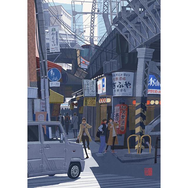 【小川真二郎  サイン入りGiclee Print  受注生産：11月下旬頃ご配送予定】【額装付き】ＪＲ大阪環状線・天満駅