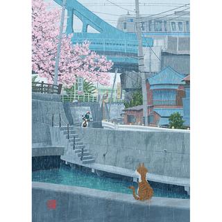 【小川真二郎  サイン入りGiclee Print  受注生産：11月下旬頃ご配送予定】【額装付き】東京メトロ東西線・浦安雨景