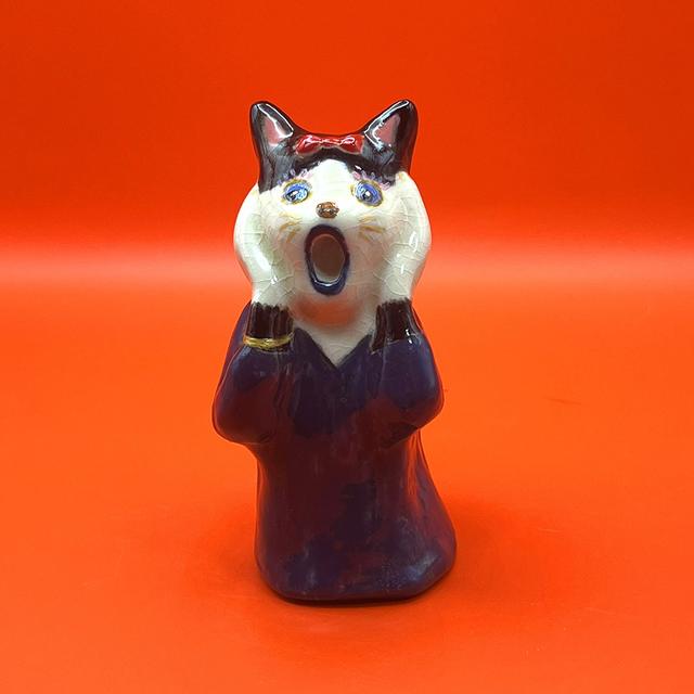 【とやちかこ陶器作品・直筆サイン入り】29 The Scream(キャット)／11月上旬頃ご配送