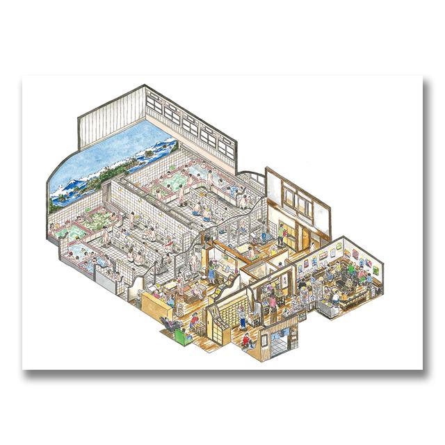 【複製画：塩谷歩波】小杉湯図解