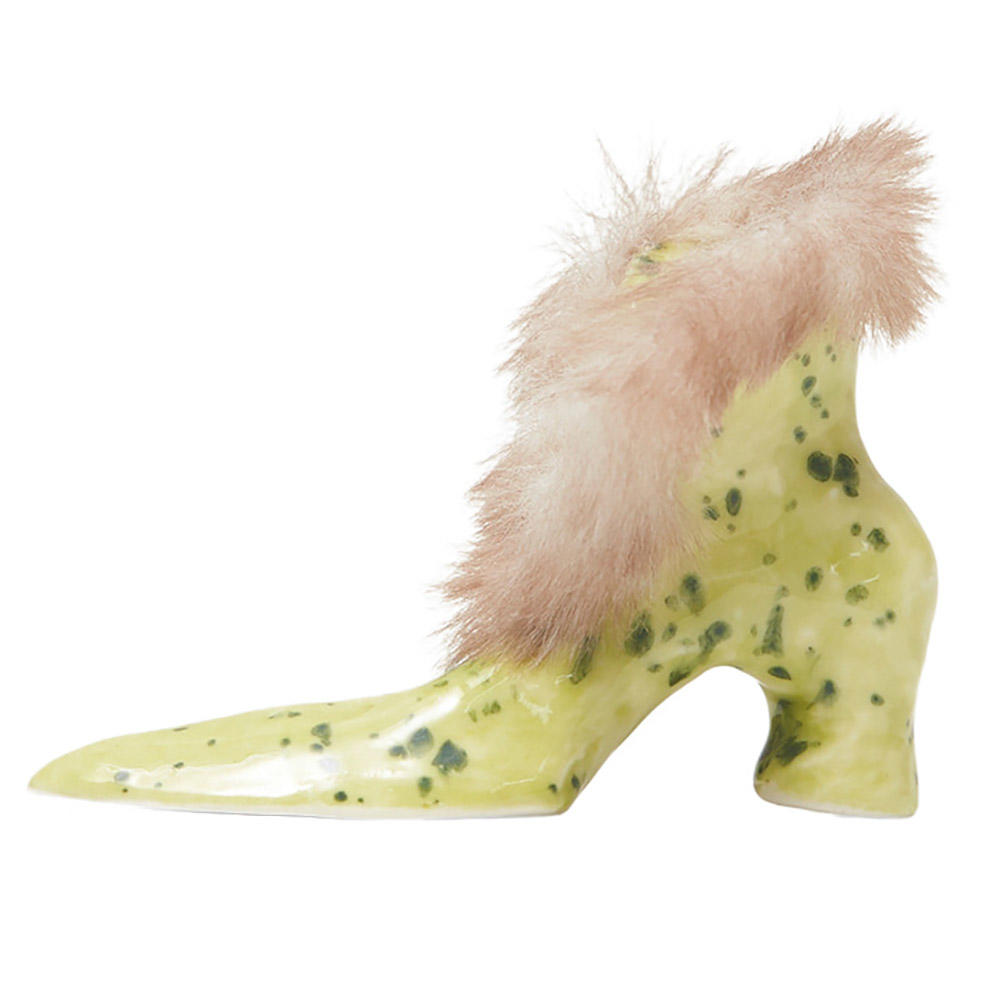 【HAIRYBIRDBOX】Light Green Dot Hairy Boots 陶器のインセンスホルダー（お香立て）