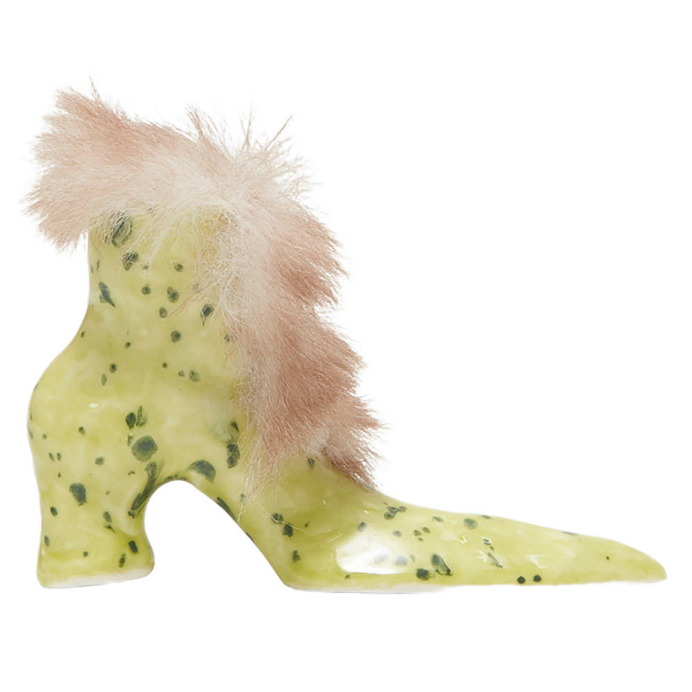 【HAIRYBIRDBOX】Light Green Dot Hairy Boots 陶器のインセンスホルダー（お香立て）