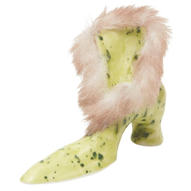 【HAIRYBIRDBOX】Light Green Dot Hairy Boots 陶器のインセンスホルダー（お香立て）