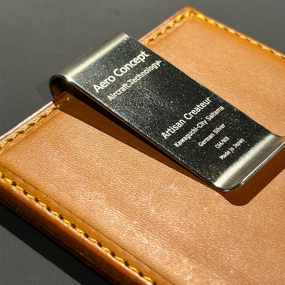 【エアロコンセプト】Phisique(マネークリップ）牛革｜イエロー