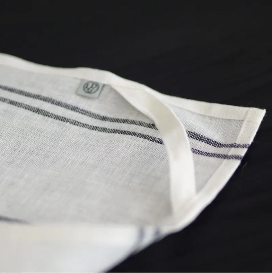 LINEN & DECOR　ピクニッククロス L　ストライプ（ホワイト×ブラック）