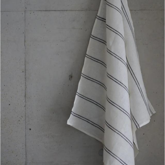 LINEN & DECOR　ピクニッククロス L　ストライプ（ホワイト×ブラック）
