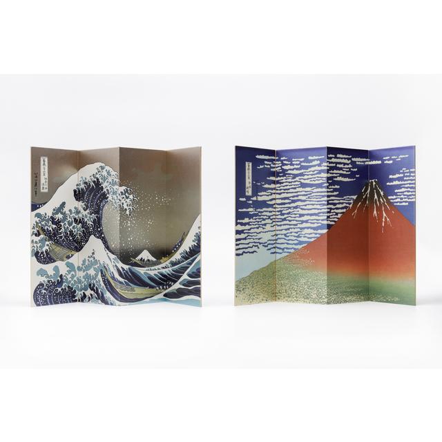 葛飾北斎　彩箔屏風