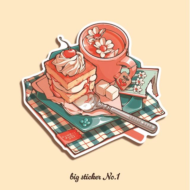 【IP】日菜乃 ビッグステッカー1＿マーガレットとチェリーのケーキ