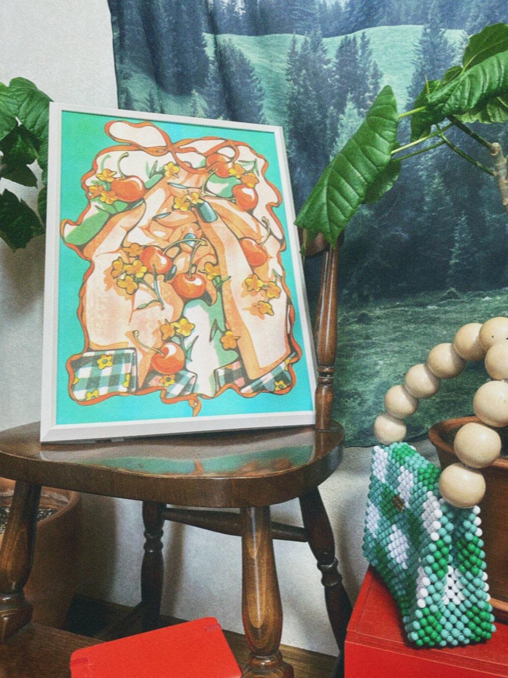 【IP】日菜乃 リソグラフポスター4＿さくらんぼとお花とみどり