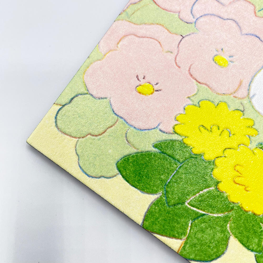 【IP】てらおかなつみ ウッドポストカード お花畑と犬