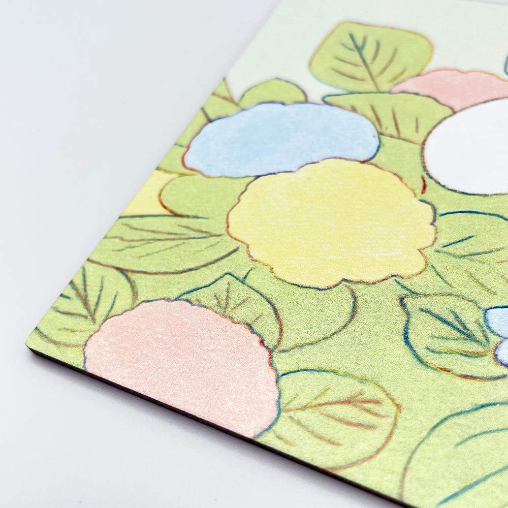 【IP】てらおかなつみ ウッドポストカード 紫陽花と犬