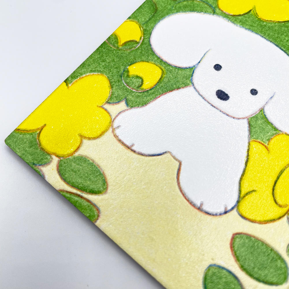 【IP】てらおかなつみ ウッドポストカード キンシバイと犬