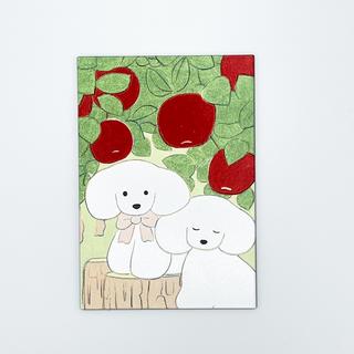 【IP】てらおかなつみ ウッドポストカード りんごの木と犬