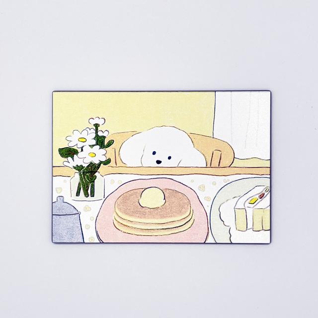 【IP】てらおかなつみ ウッドポストカード パンケーキと犬