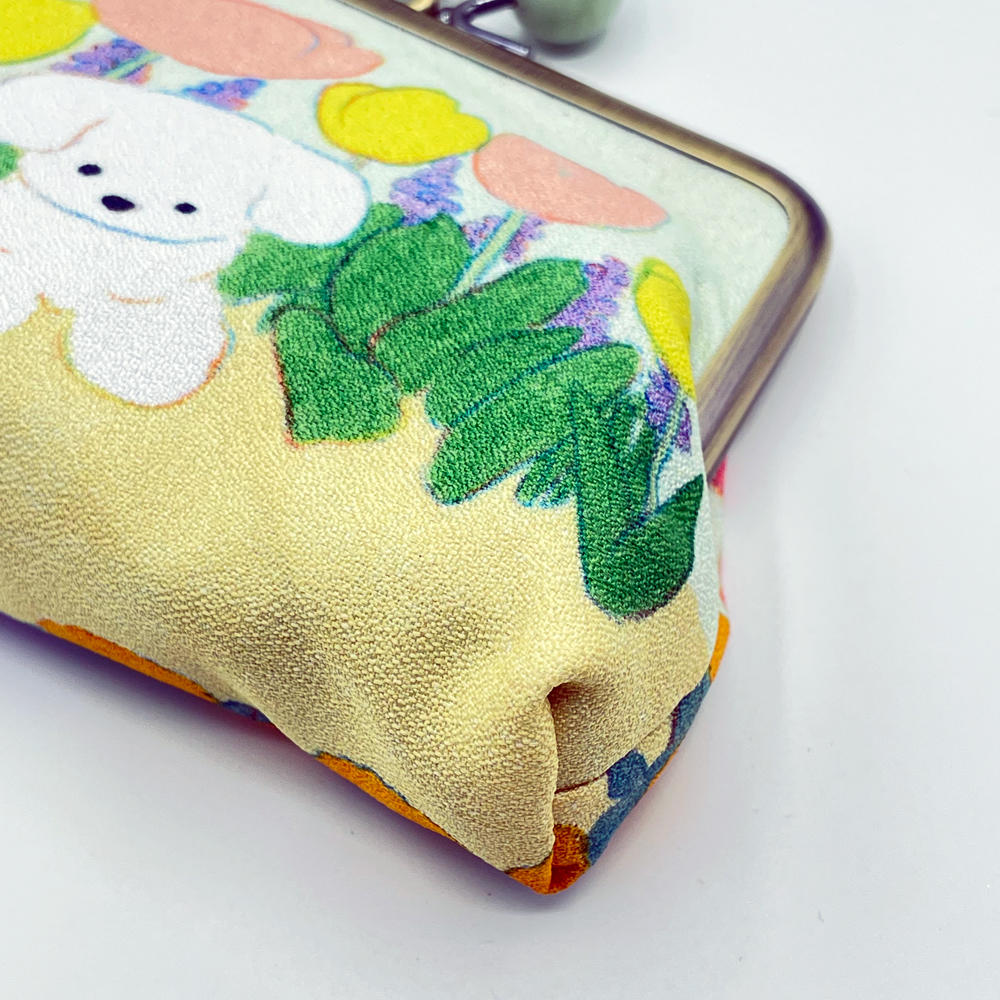 【IP】てらおかなつみ がま口ポーチ お花畑と犬