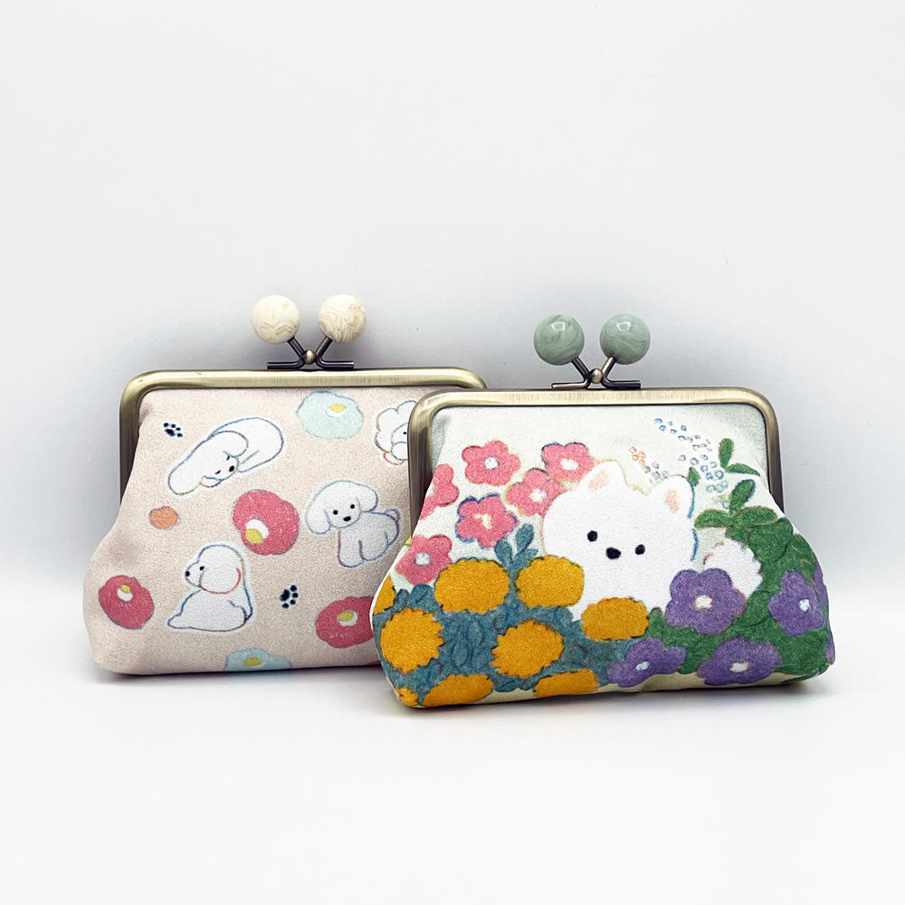 【IP】てらおかなつみ がま口ポーチ たくさんの子犬