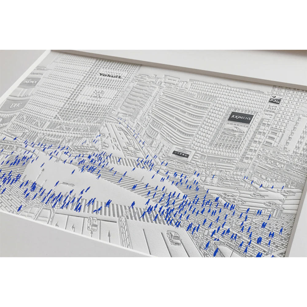 【Ciaolink】額装付きプリント作品 Large Frame Shibuya Crossing - Blue
