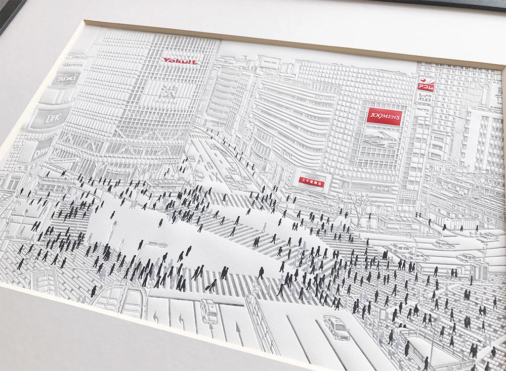 【Ciaolink】額装付きプリント作品 Large Frame Shibuya Crossing - Red