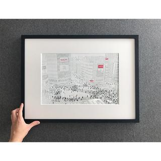 【Ciaolink】額装付きプリント作品 Large Frame Shibuya Crossing - Red