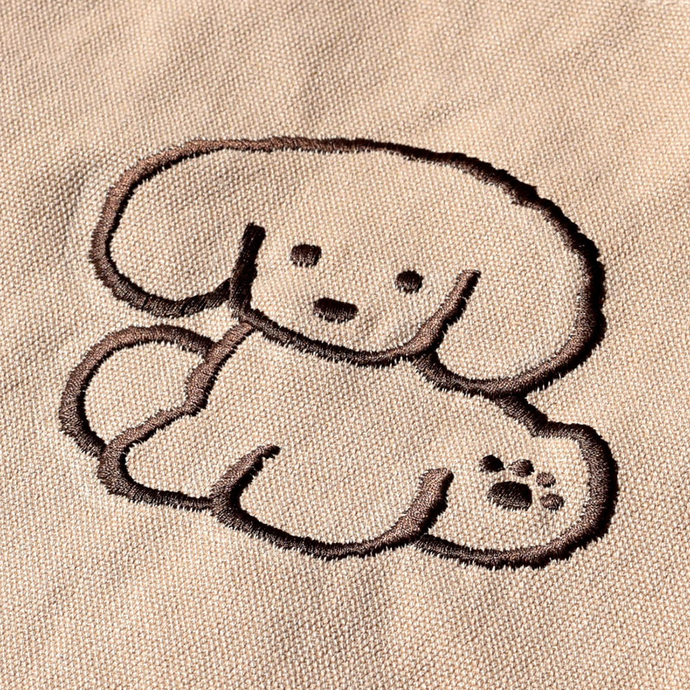 てらおかなつみ 犬の刺繍トートバッグ（ベージュ）