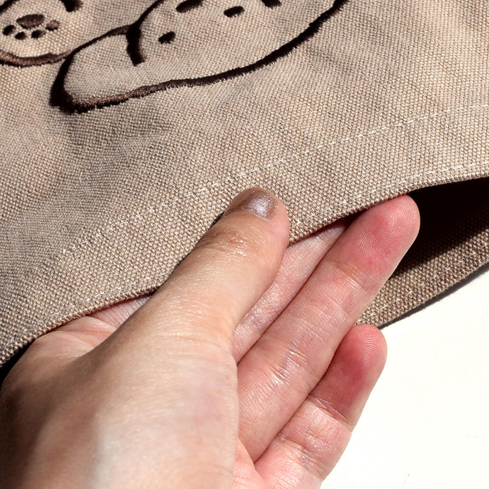 てらおかなつみ 犬の刺繍トートバッグ（ベージュ）