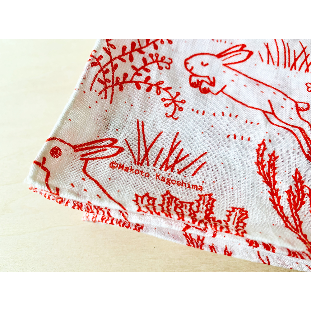 鹿児島睦】うさぎリネンハンカチ 鹿児島睦 「鹿児島睦 まいにち