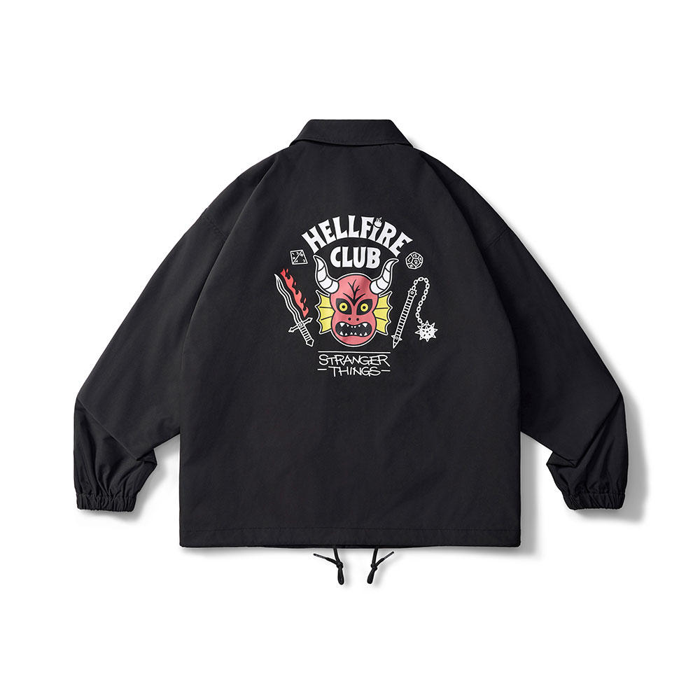 ファイアクラブコーチジャケット ブラック　Stranger Things（ストレンジャー・シングス）×Jun Oson×FILTER017® Culture Supply™