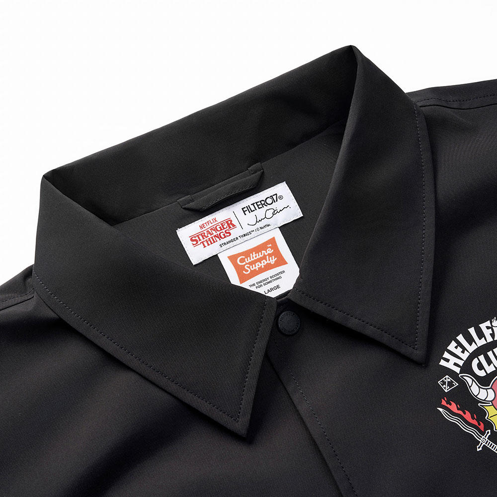 ファイアクラブコーチジャケット ブラック　Stranger Things（ストレンジャー・シングス）×Jun Oson×FILTER017® Culture Supply™