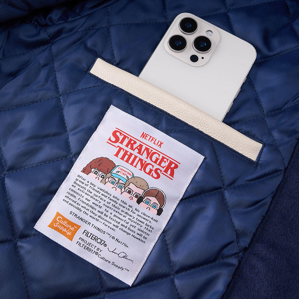 ホーキンススタジャン ダークブルー　Stranger Things（ストレンジャー・シングス）×Jun Oson×FILTER017® Culture Supply™