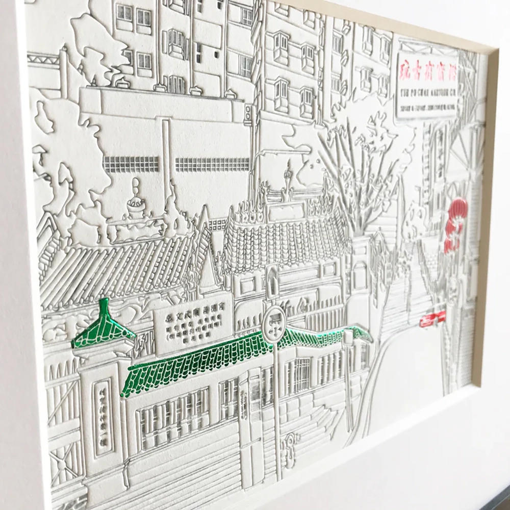 【Ciaolink】額装付きプリント作品 Hong Kong　Man Mo Temple