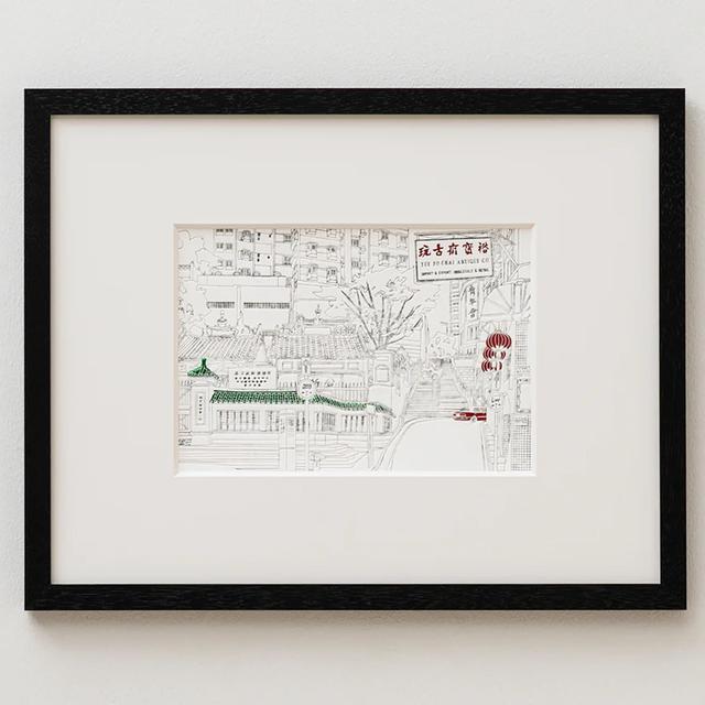 【Ciaolink】額装付きプリント作品 Hong Kong　Man Mo Temple