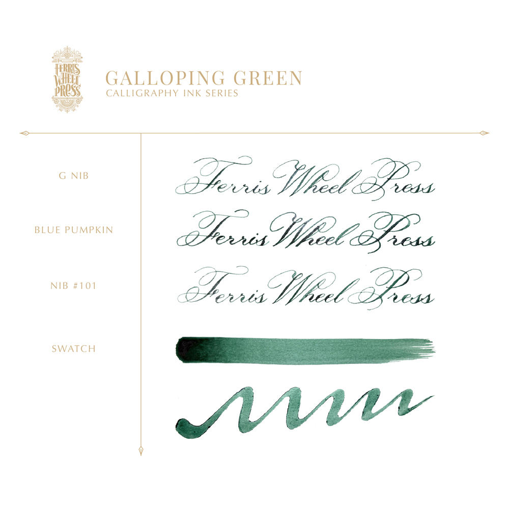 【28ml】Ferris Wheel Press　Fanciful Events Collection（顔料インク） GALLOPPING GREEN　フェリス インク