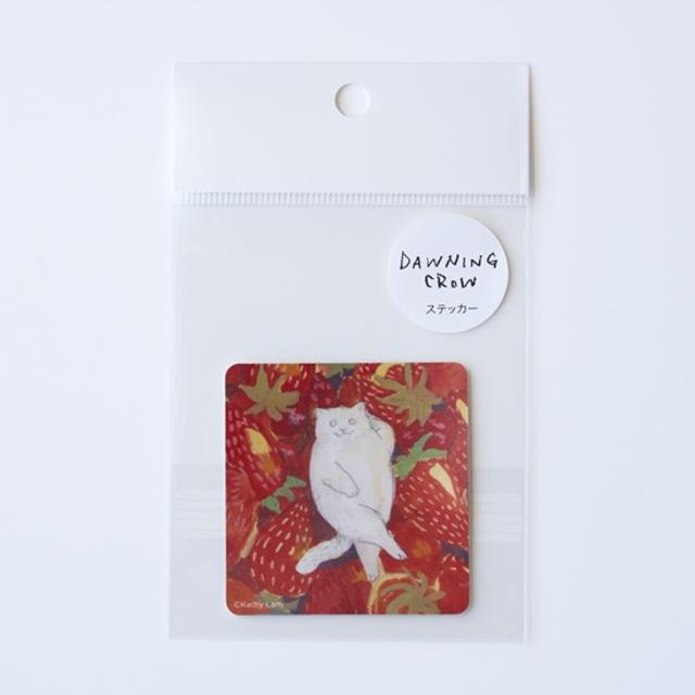 【黒山 Kathy Lam】Die Cut Sticker 「Strawberry Cat」