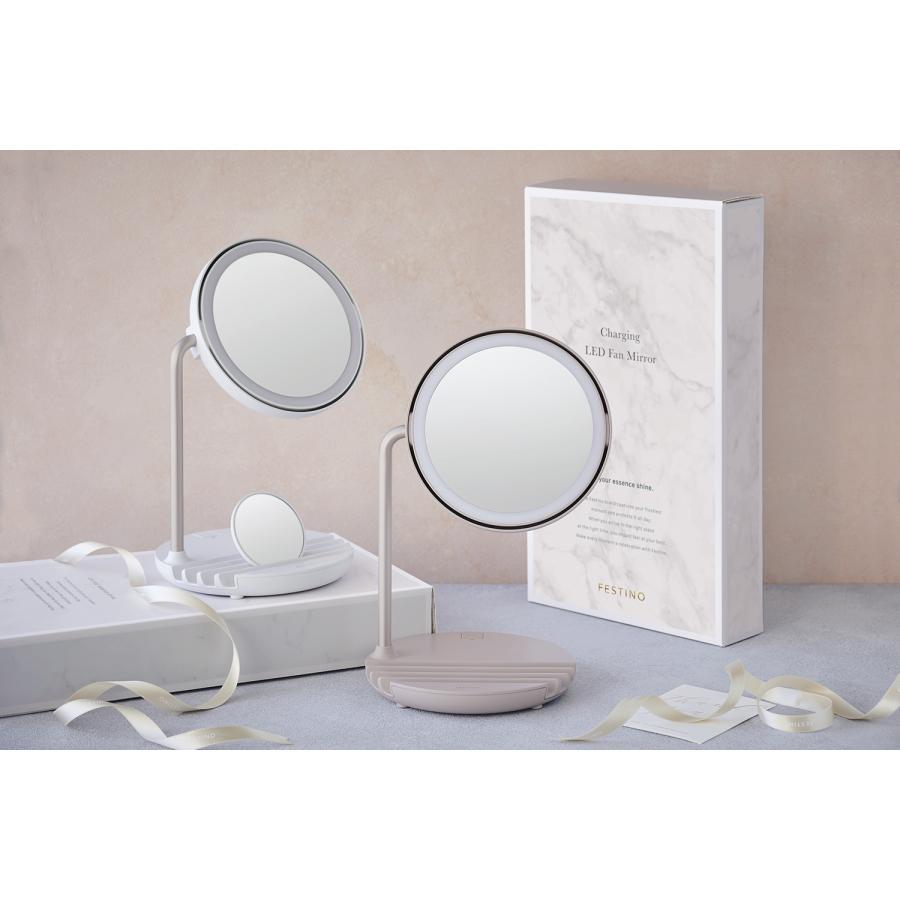 FESTINO(フェスティノ) 充電式 LEDファンミラー　BEG 